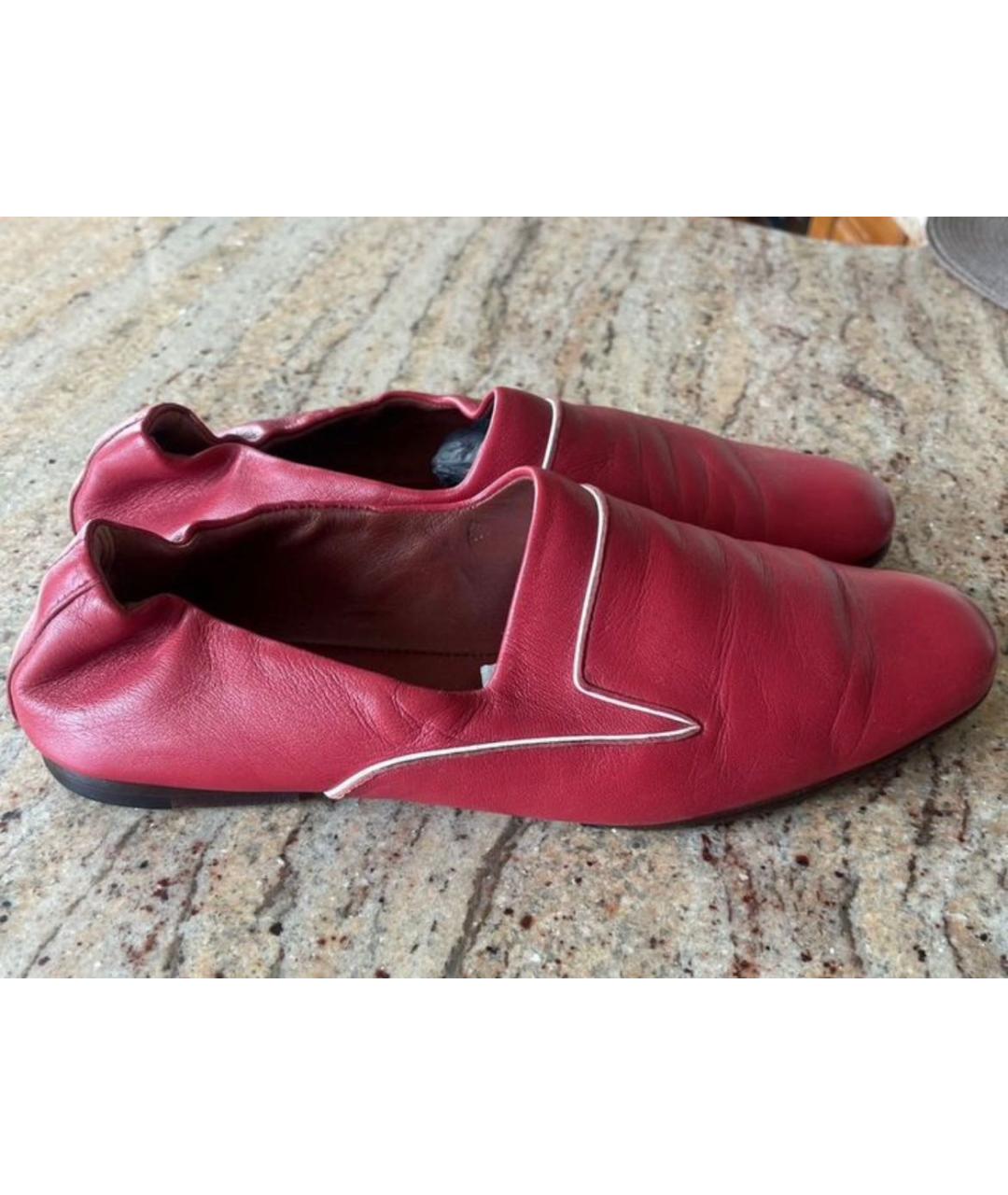 LORO PIANA Бордовые кожаные мюли, фото 6