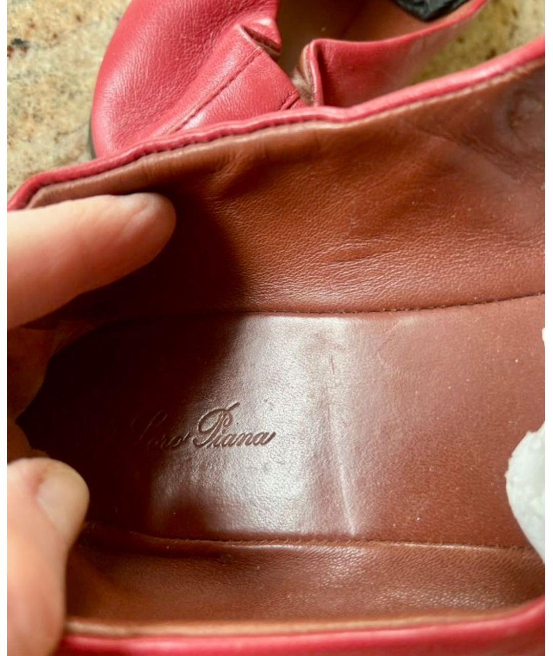 LORO PIANA Бордовые кожаные мюли, фото 5