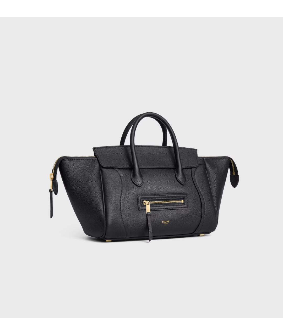 CELINE Черная кожаная сумка тоут, фото 4