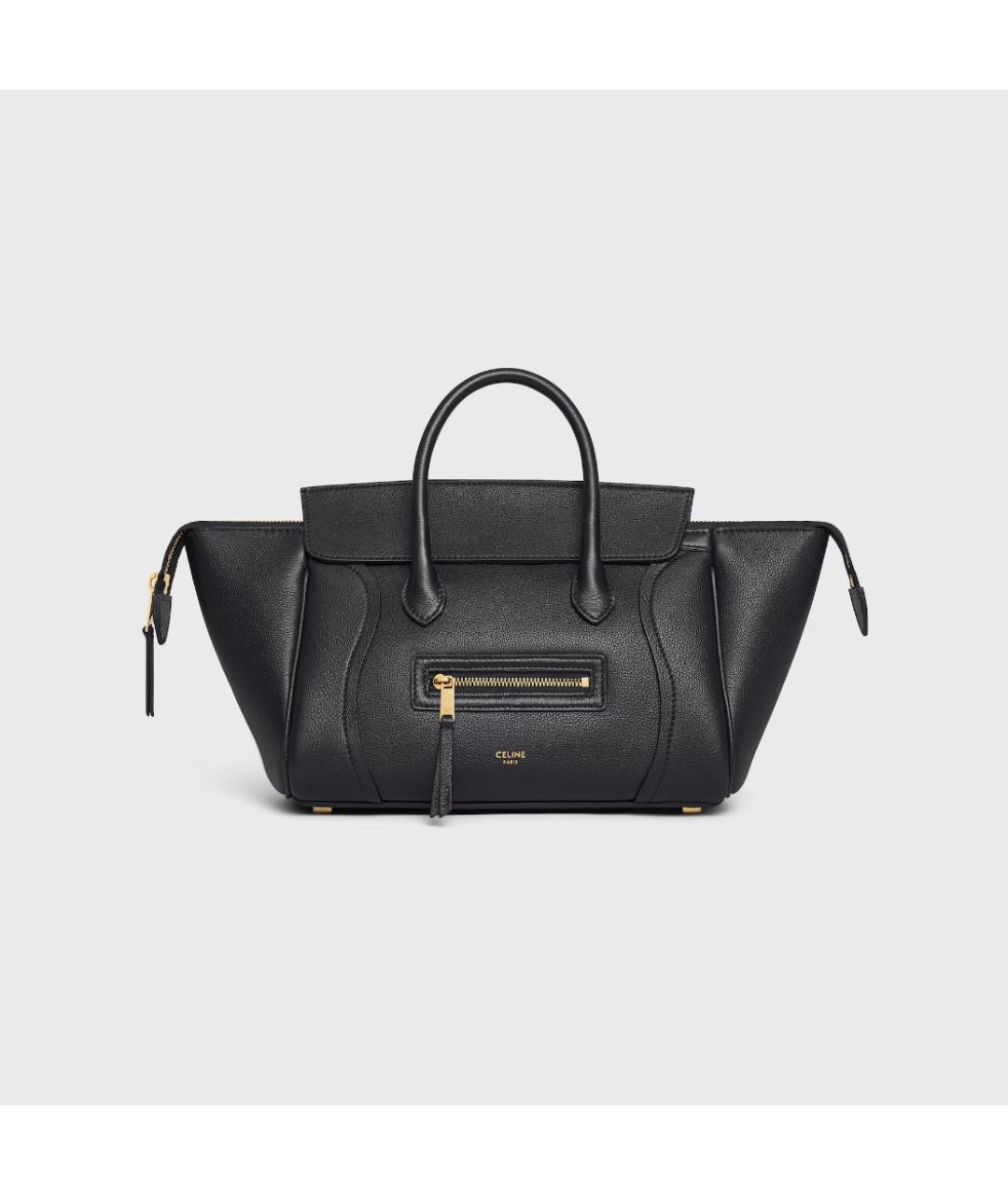 CELINE Черная кожаная сумка тоут, фото 7