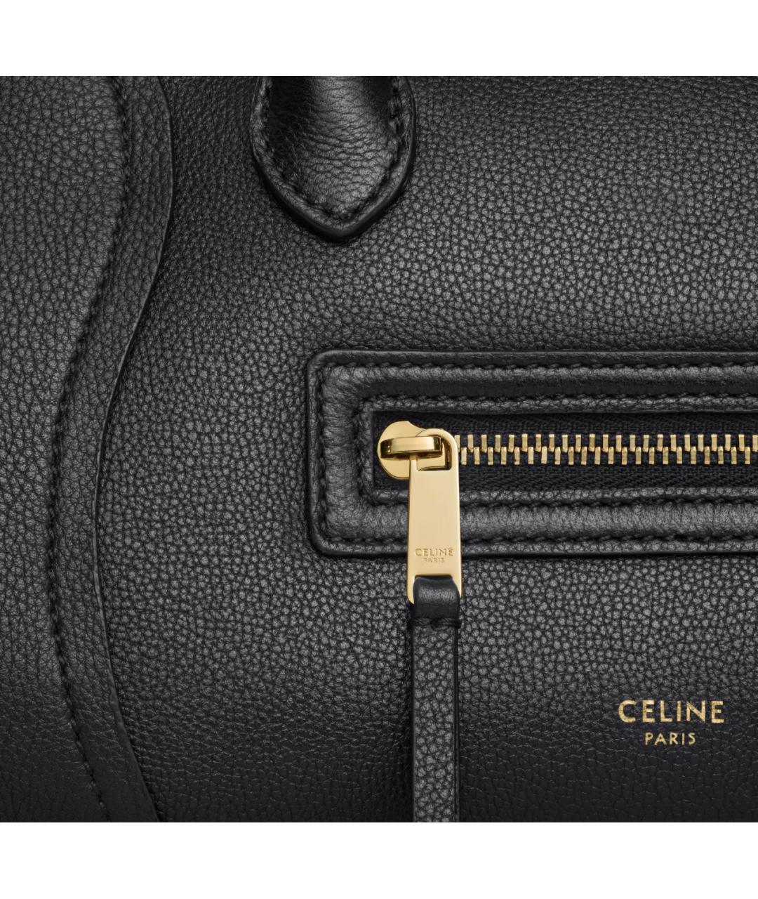 CELINE Черная кожаная сумка тоут, фото 6