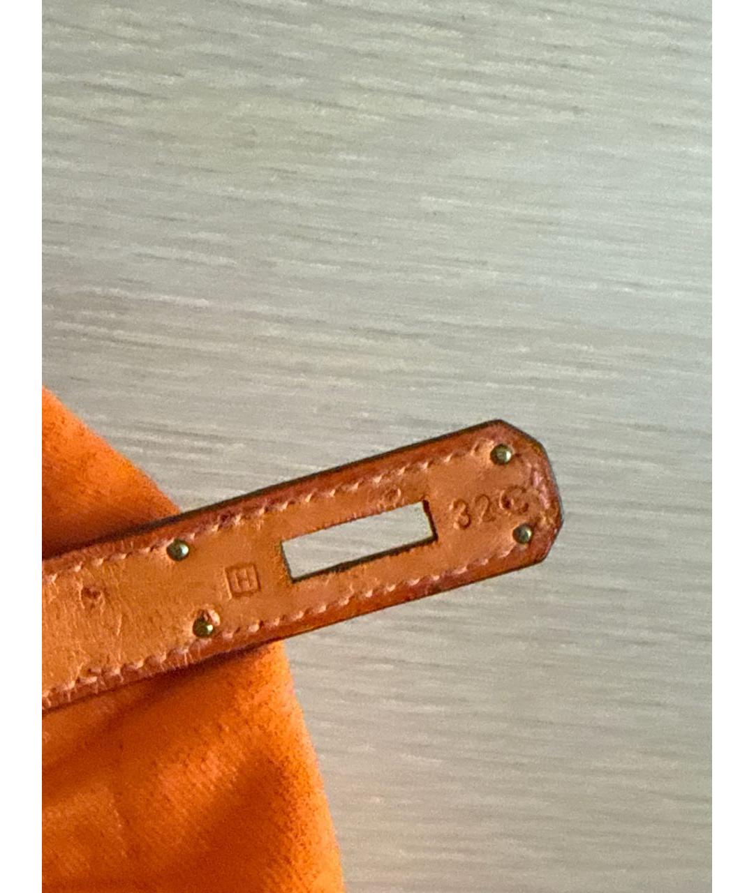 HERMES Оранжевая сумка с короткими ручками из экзотической кожи, фото 8