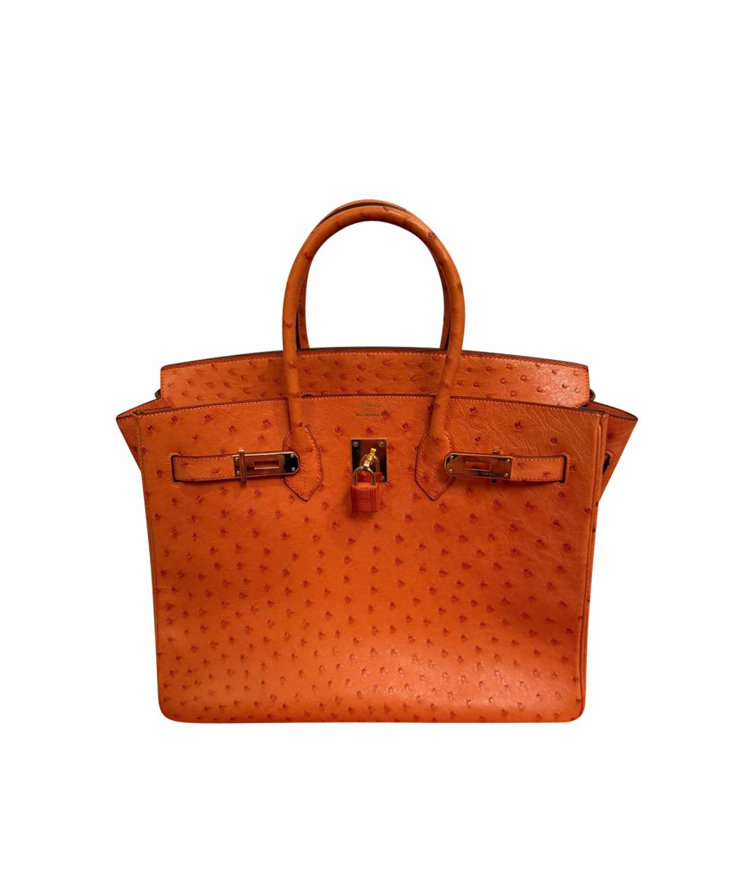 HERMES Оранжевая сумка с короткими ручками из экзотической кожи, фото 1