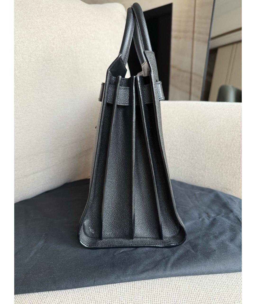 SAINT LAURENT Черная кожаная сумка тоут, фото 4