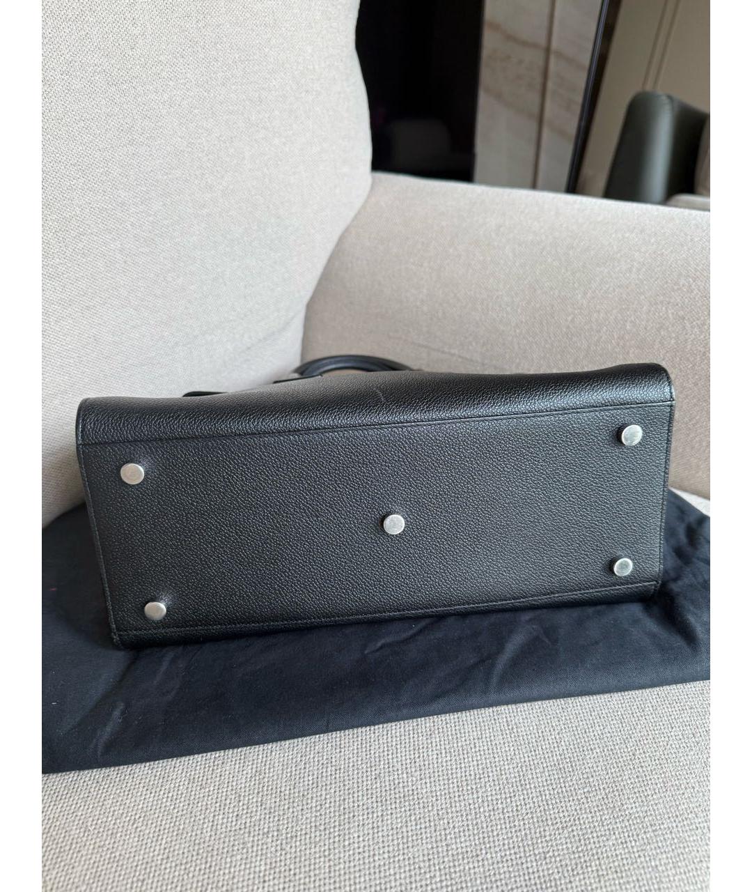 SAINT LAURENT Черная кожаная сумка тоут, фото 6