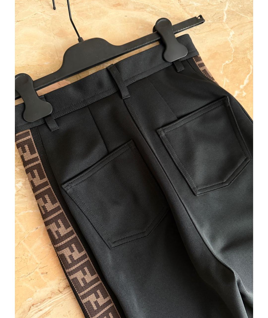 FENDI Черные полиэстеровые брюки узкие, фото 6