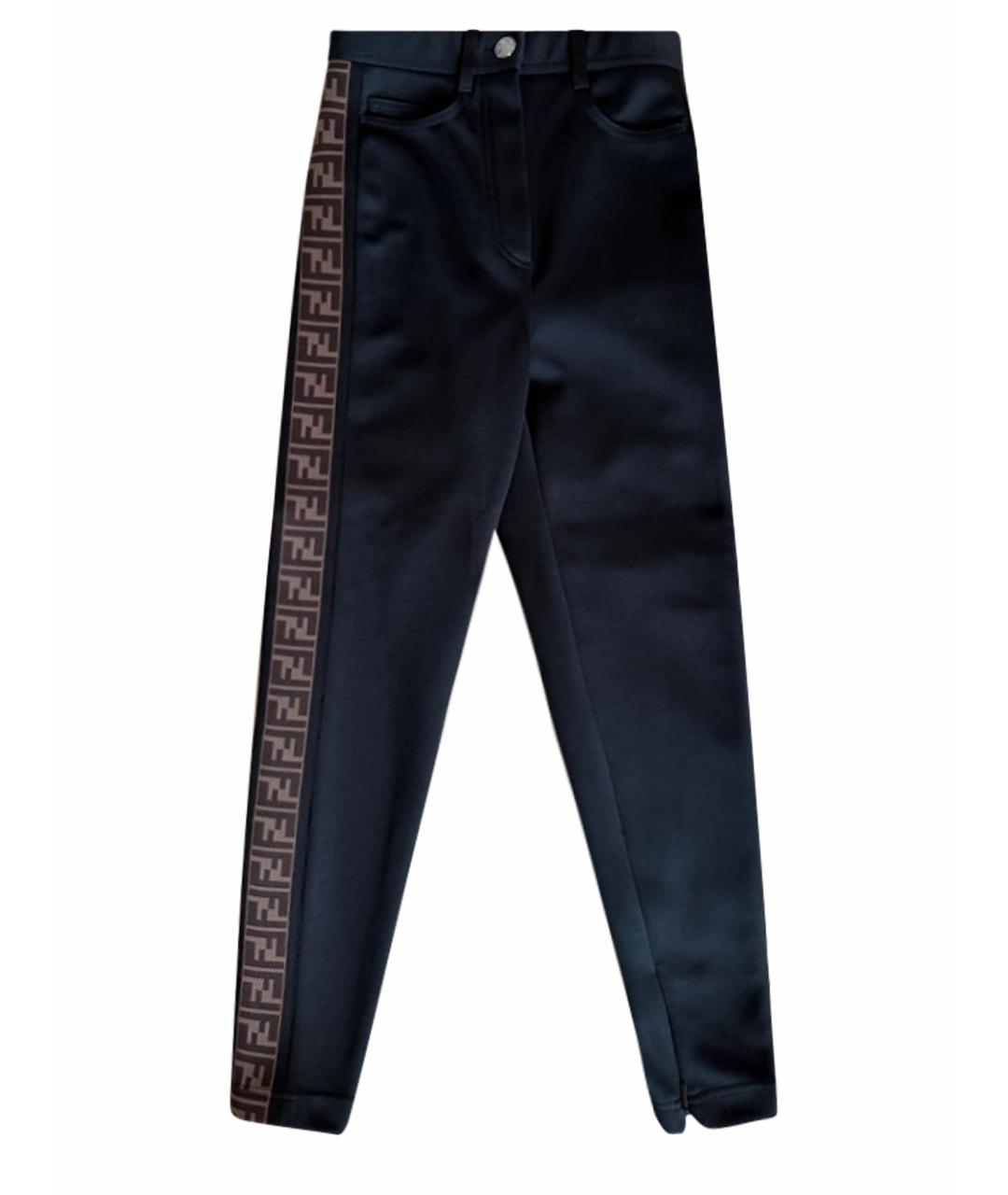 FENDI Черные полиэстеровые брюки узкие, фото 1