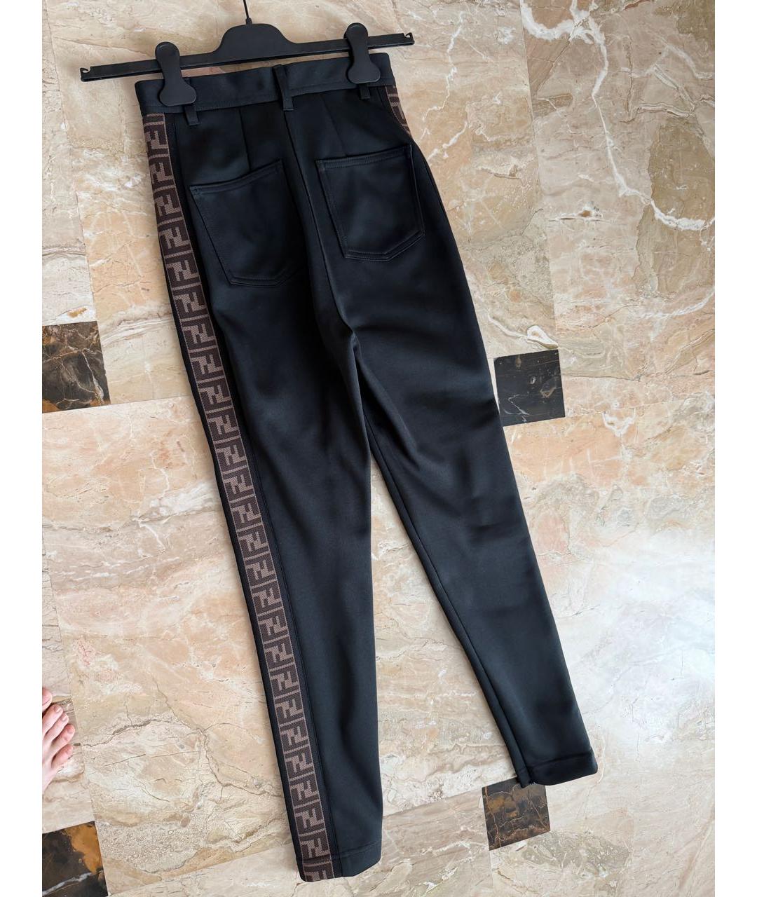 FENDI Черные полиэстеровые брюки узкие, фото 2