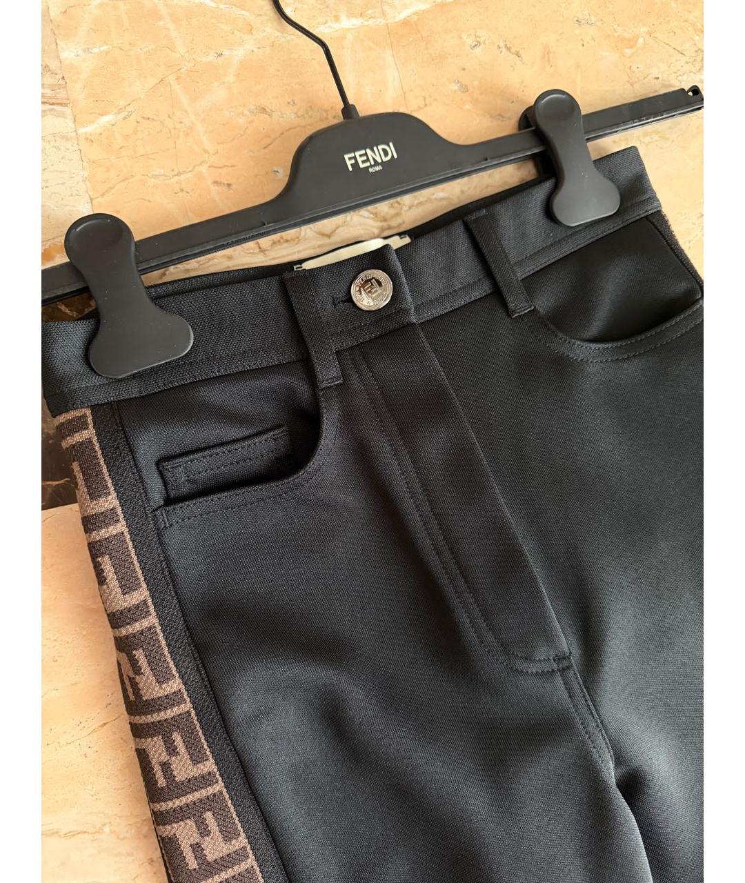 FENDI Черные полиэстеровые брюки узкие, фото 3