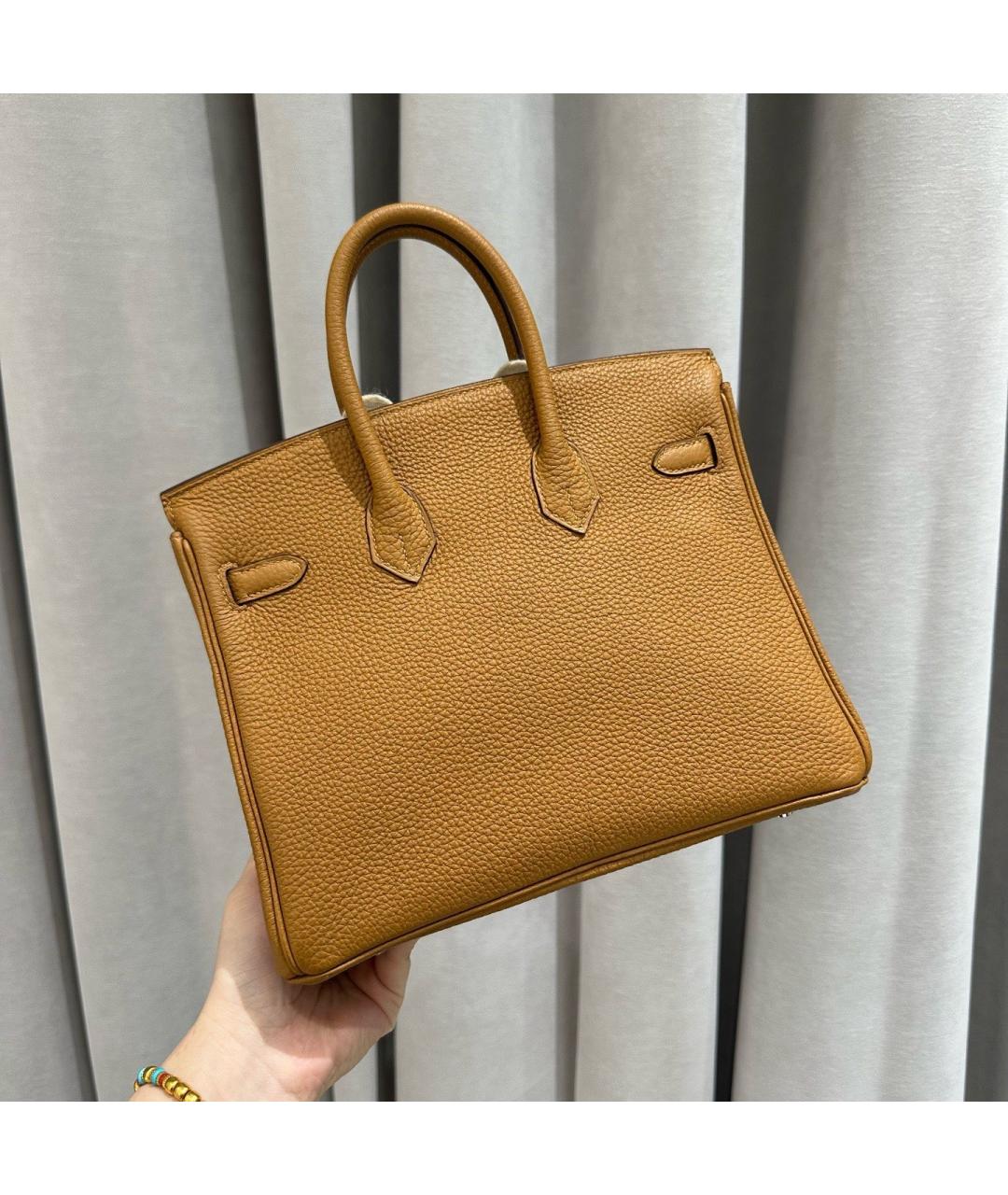 HERMES Желтая кожаная сумка с короткими ручками, фото 2