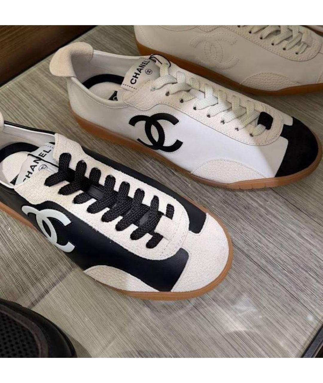 CHANEL Белые кожаные кроссовки, фото 5