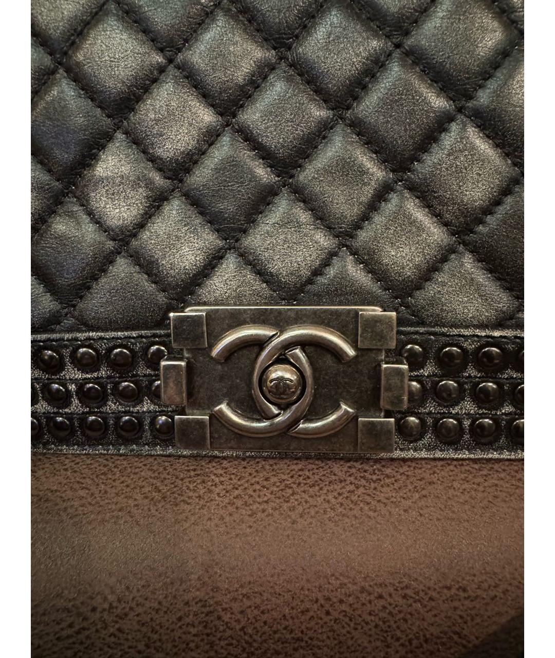 CHANEL Антрацитовая кожаная сумка через плечо, фото 3