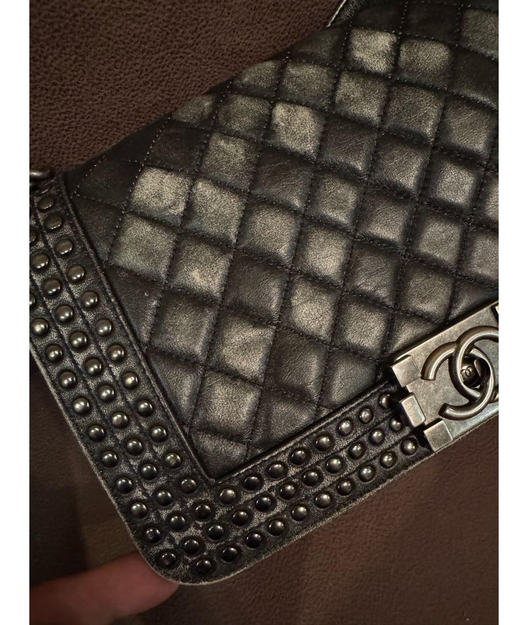 CHANEL Антрацитовая кожаная сумка через плечо, фото 5