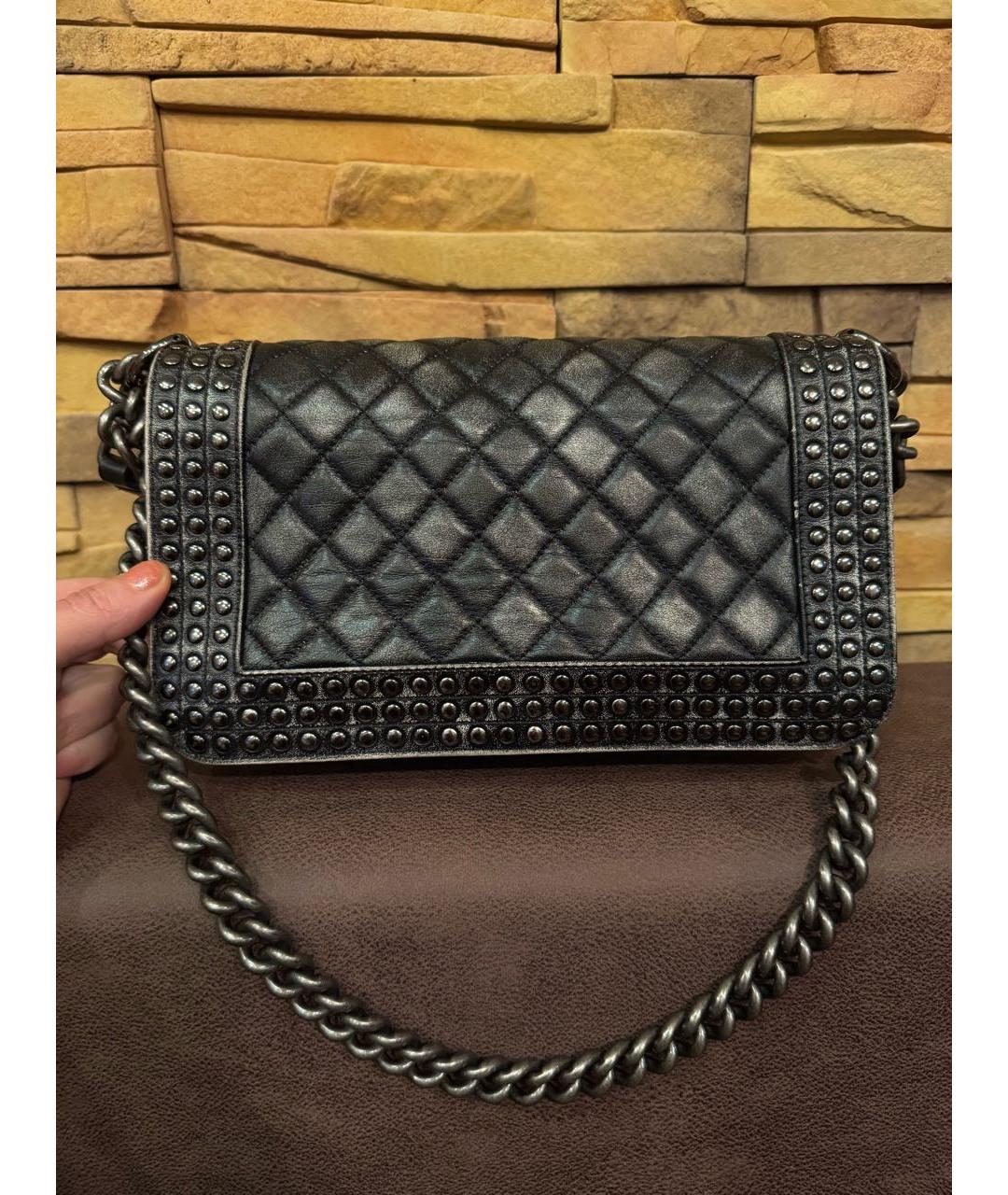 CHANEL Антрацитовая кожаная сумка через плечо, фото 2