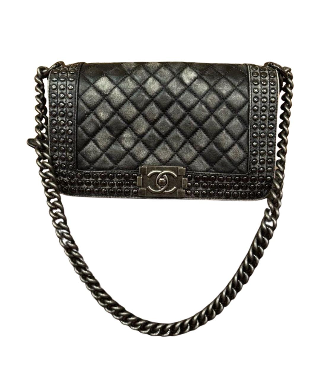 CHANEL Антрацитовая кожаная сумка через плечо, фото 1