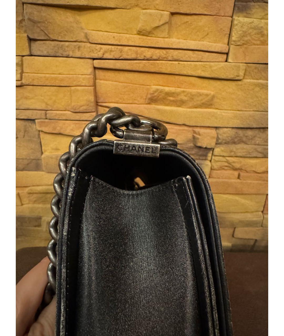 CHANEL Антрацитовая кожаная сумка через плечо, фото 7