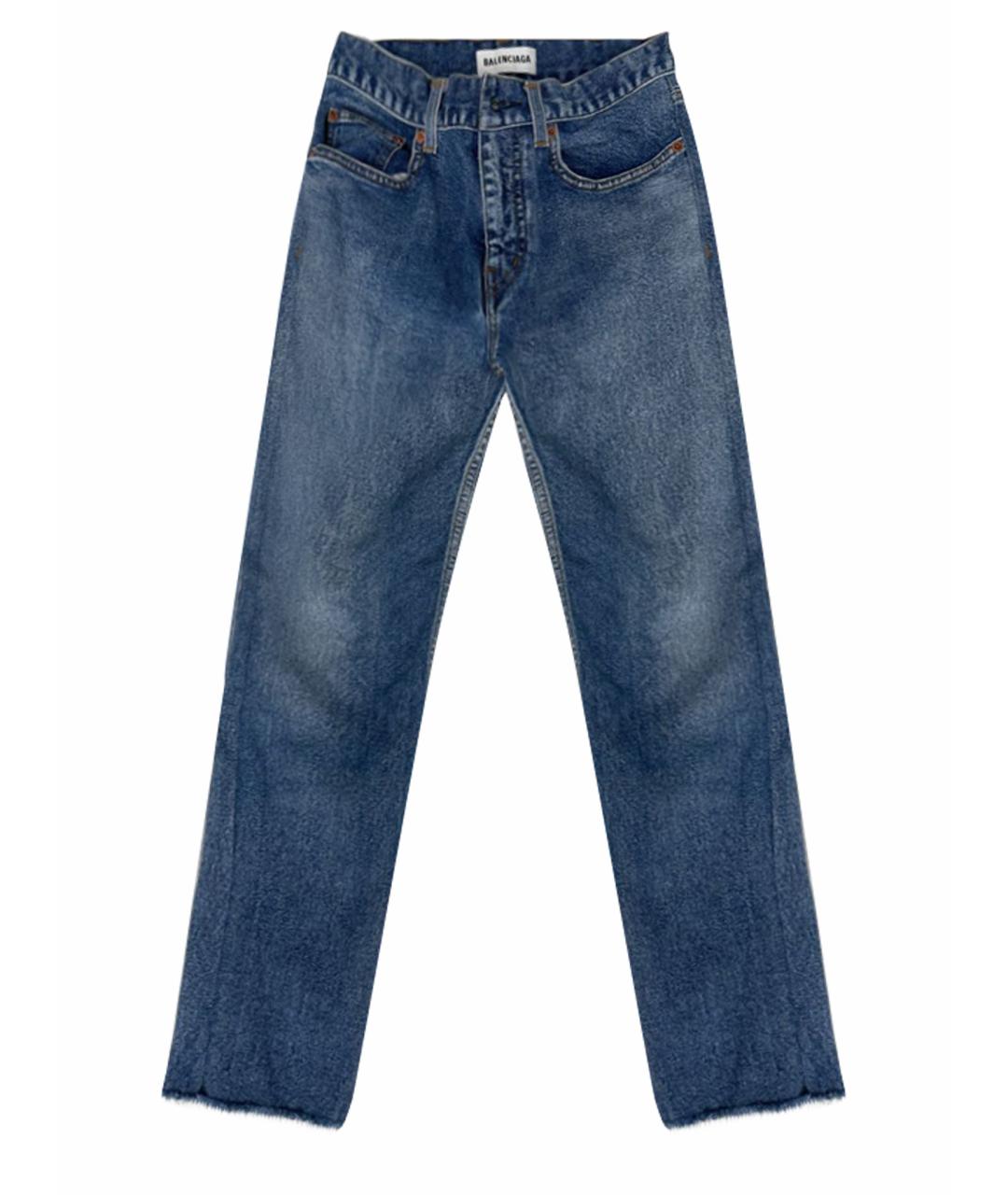 BALENCIAGA Голубые хлопко-эластановые джинсы слим, фото 1