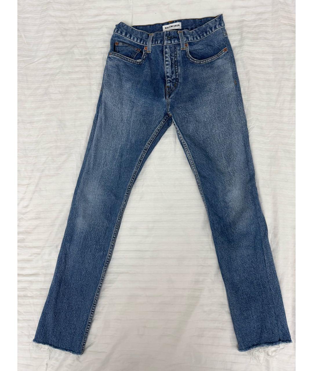 BALENCIAGA Голубые хлопко-эластановые джинсы слим, фото 6