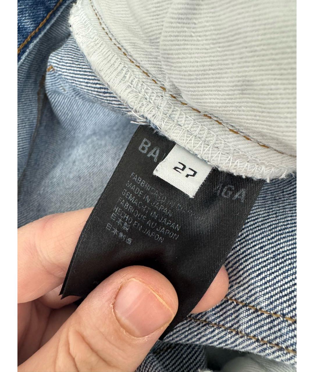 BALENCIAGA Голубые хлопко-эластановые джинсы слим, фото 5