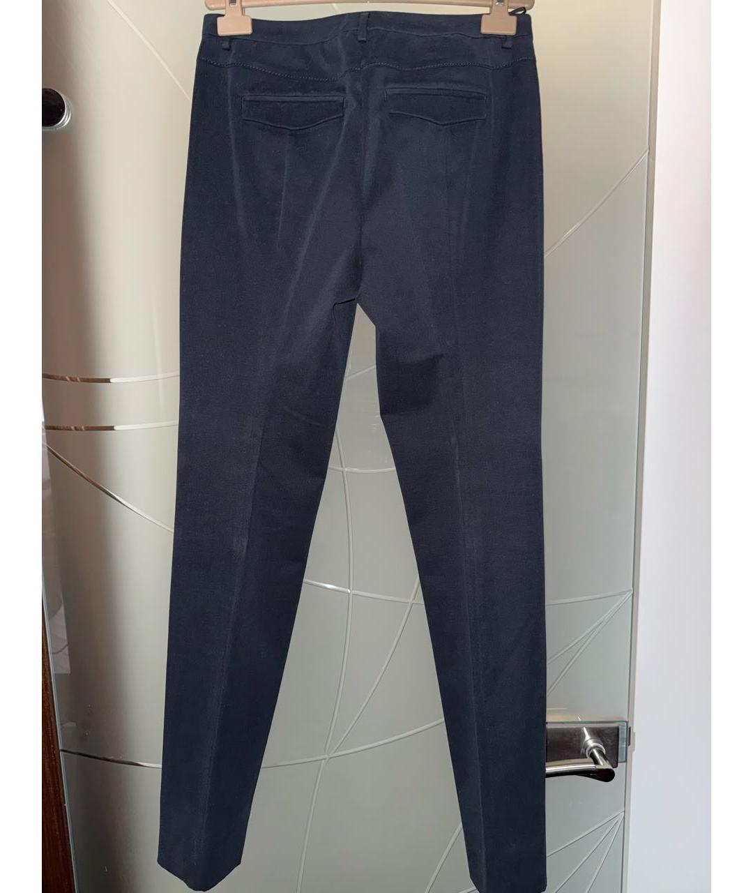 LORO PIANA Темно-синие хлопковые прямые брюки, фото 3