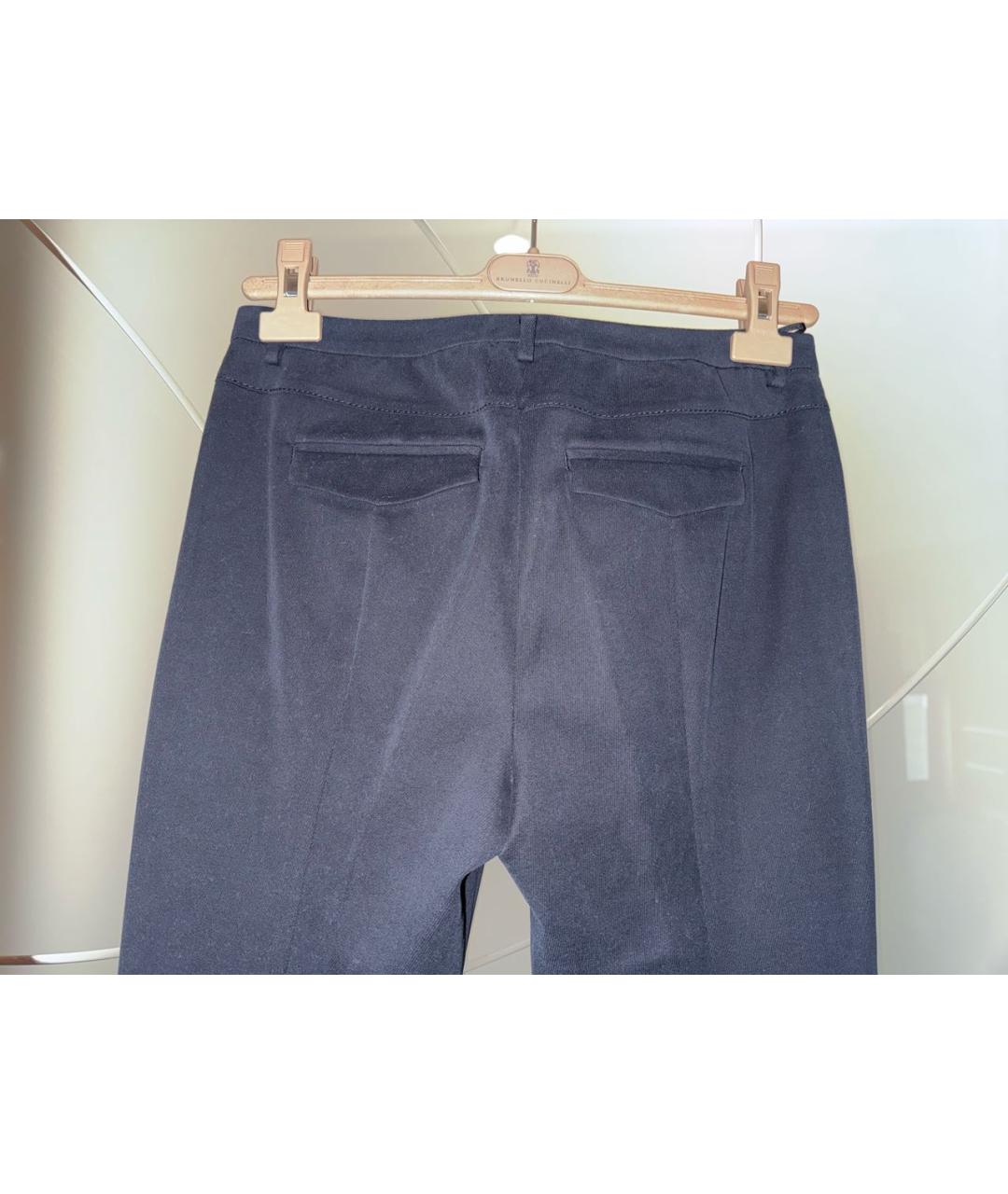 LORO PIANA Темно-синие хлопковые прямые брюки, фото 6