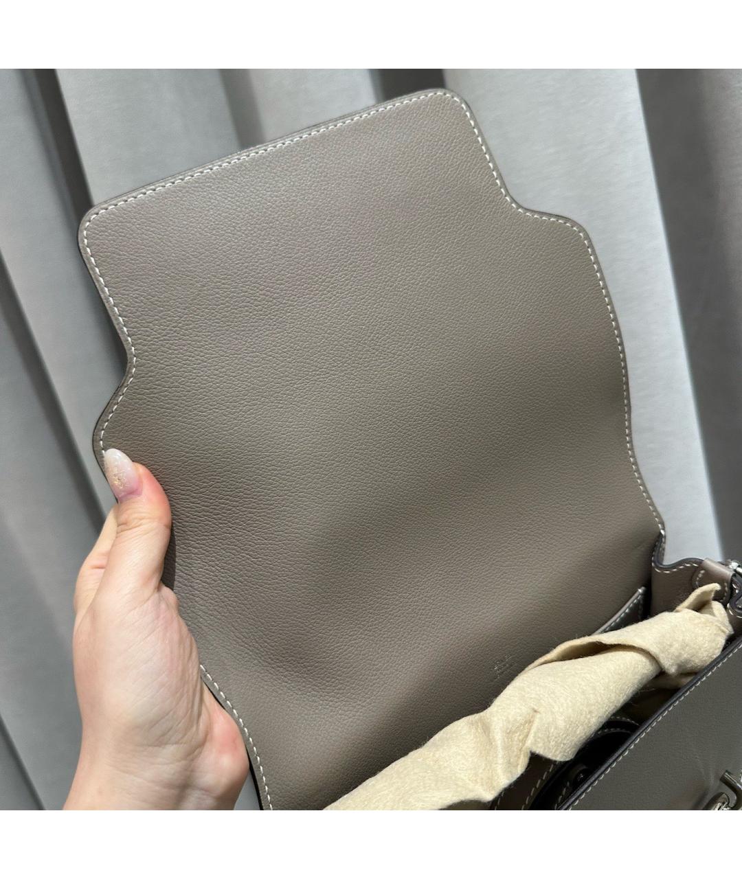 HERMES Серая кожаная сумка через плечо, фото 7