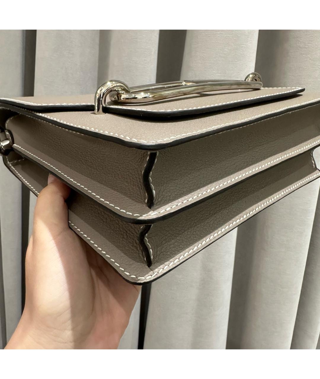 HERMES Серая кожаная сумка через плечо, фото 4