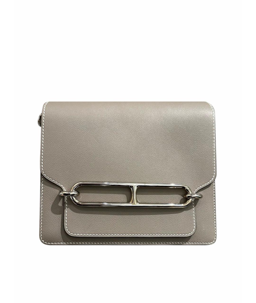 HERMES Серая кожаная сумка через плечо, фото 8