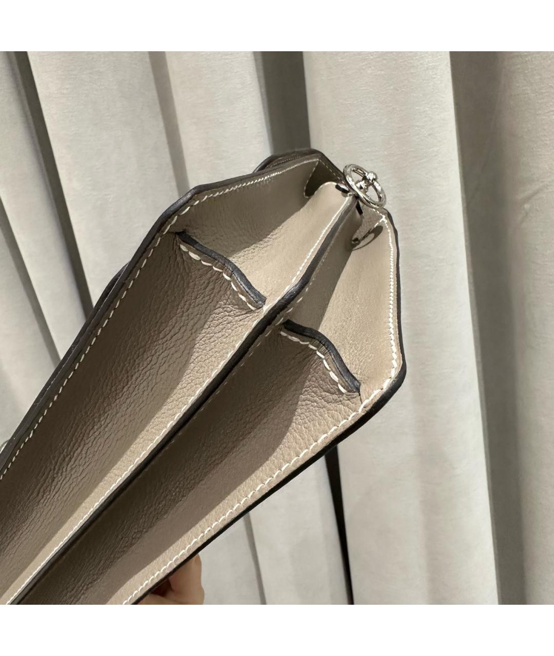 HERMES Серая кожаная сумка через плечо, фото 5