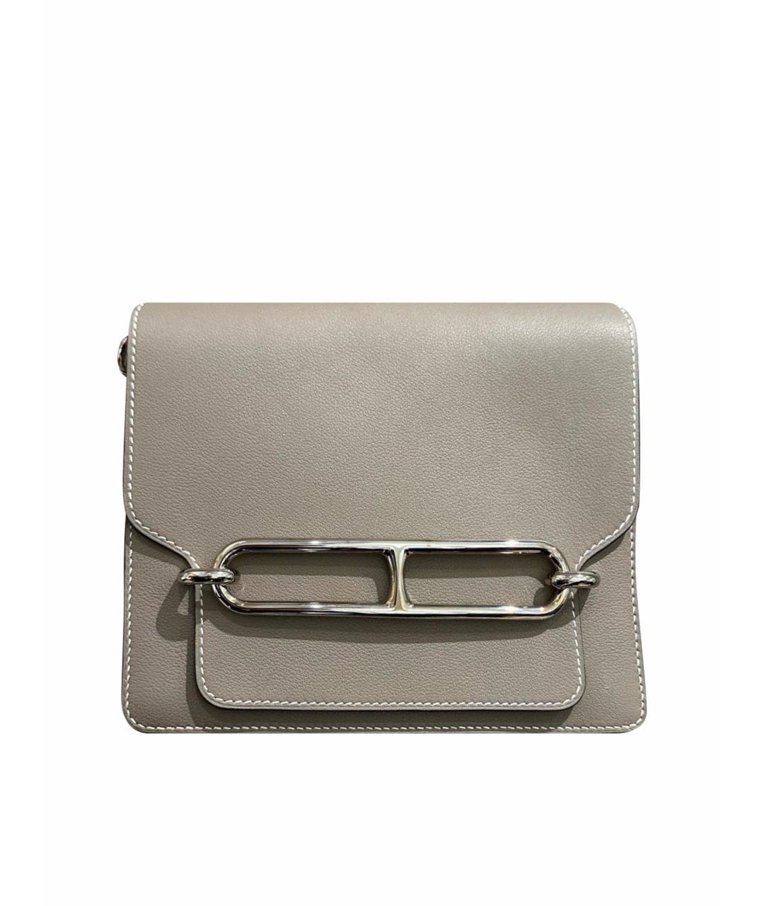 HERMES Серая кожаная сумка через плечо, фото 1