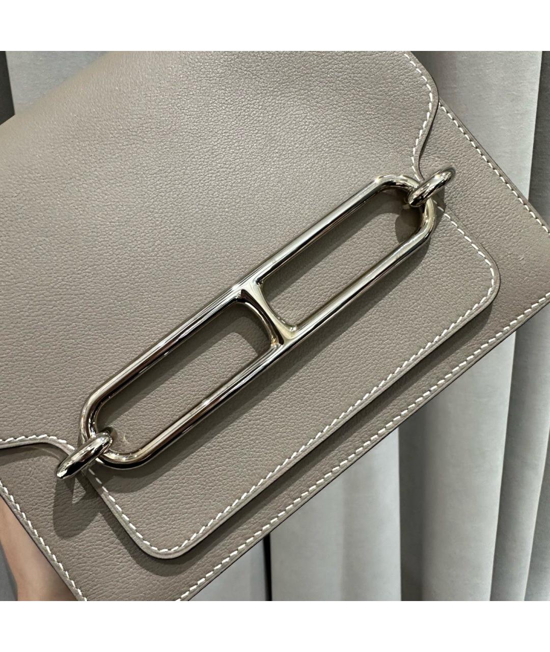 HERMES Серая кожаная сумка через плечо, фото 6