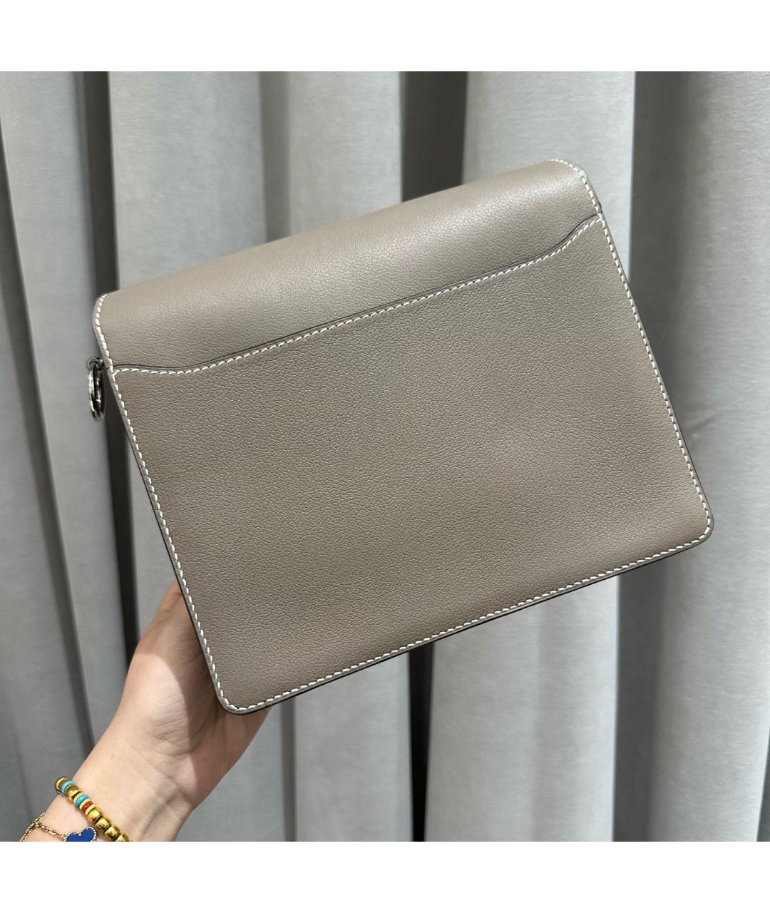 HERMES Серая кожаная сумка через плечо, фото 2