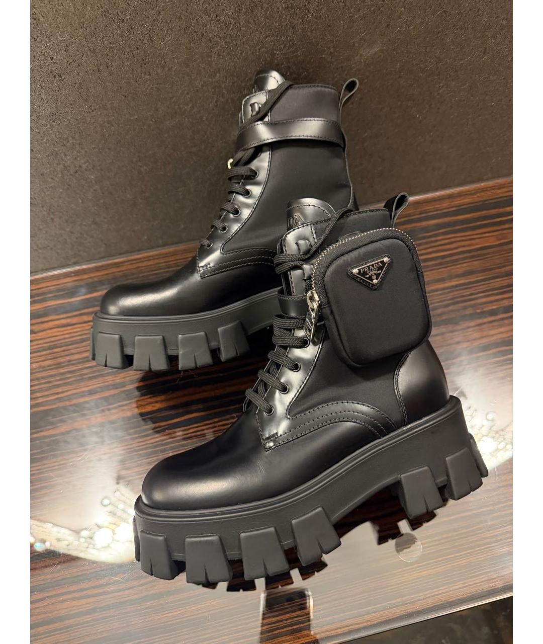 PRADA Черные кожаные ботинки, фото 4