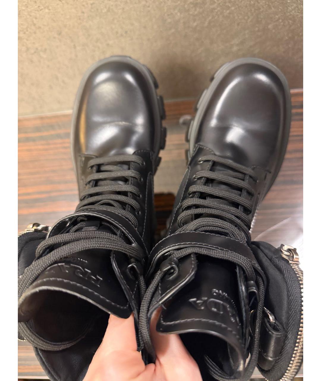 PRADA Черные кожаные ботинки, фото 3