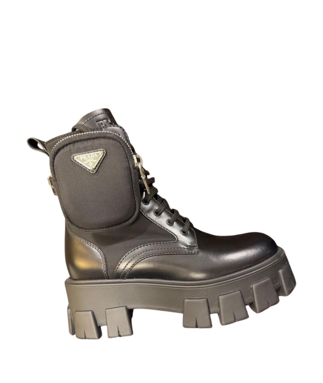 PRADA Черные кожаные ботинки, фото 1