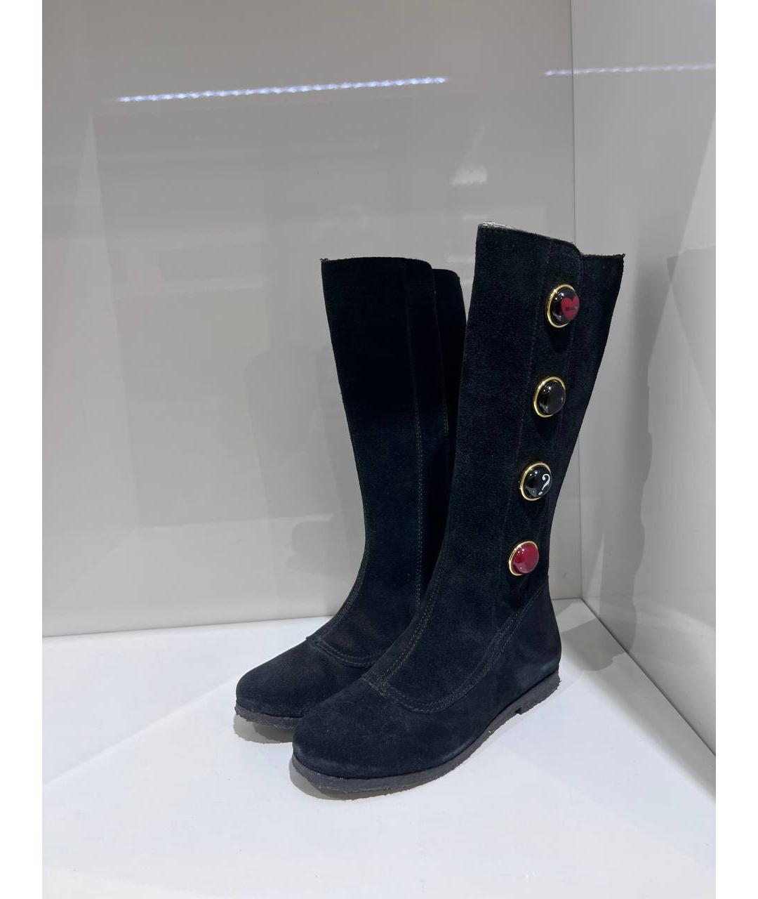 MOSCHINO Черные замшевые сапоги, фото 2