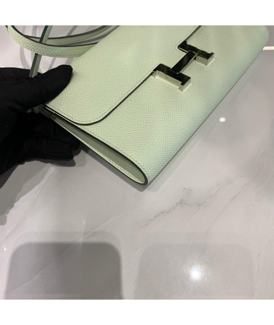 HERMES Салатовая кожаная сумка через плечо, фото 4