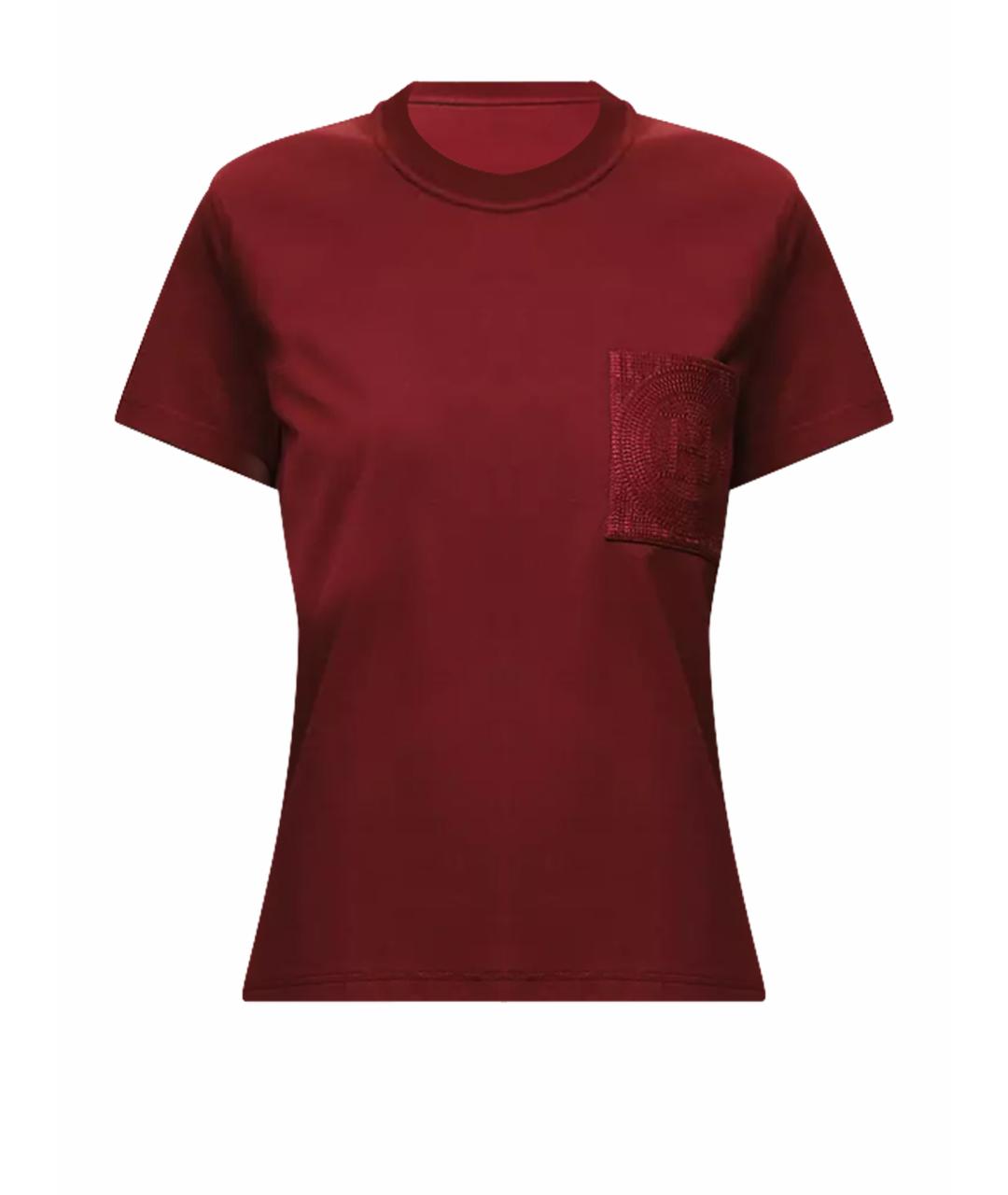 HERMES Бордовая хлопковая футболка, фото 1