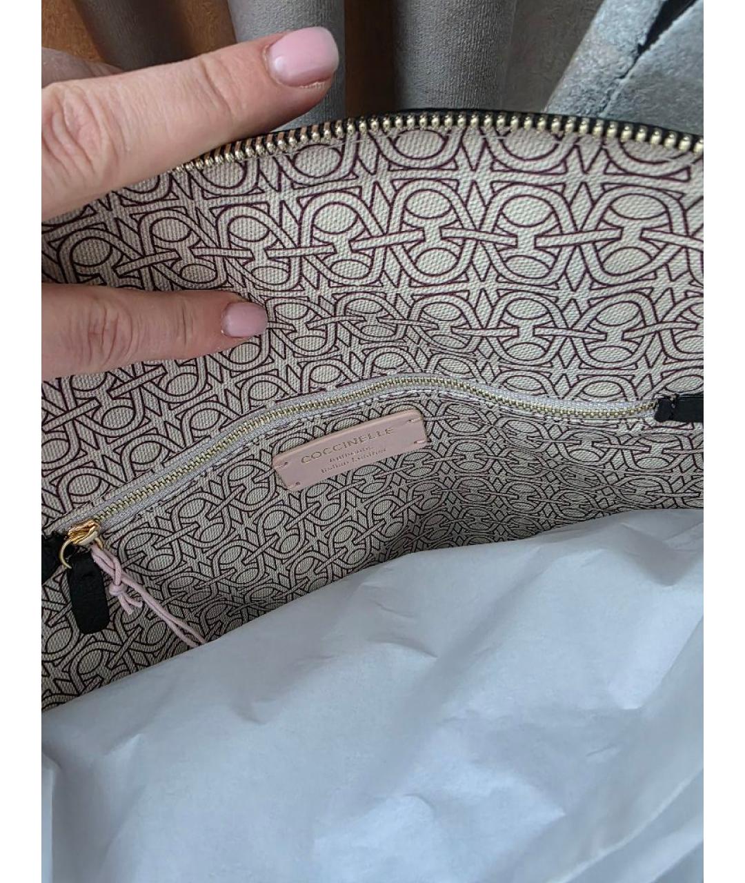 COCCINELLE Черная кожаная сумка с короткими ручками, фото 6