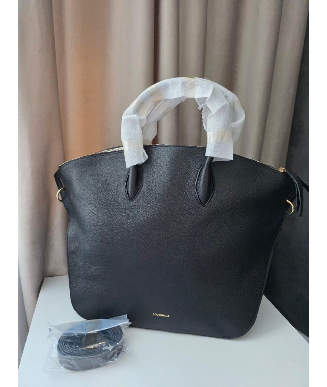 COCCINELLE Черная кожаная сумка с короткими ручками, фото 5