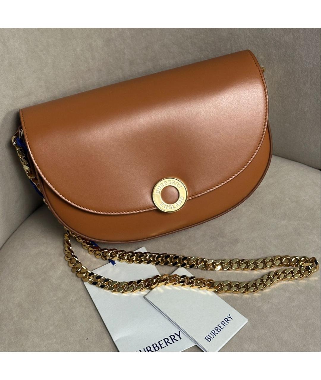 BURBERRY Коричневая кожаная сумка через плечо, фото 4