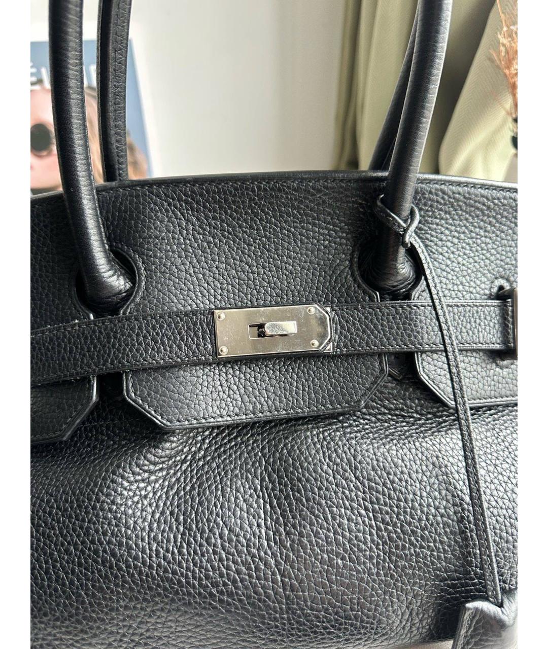 HERMES Черная кожаная сумка с короткими ручками, фото 3