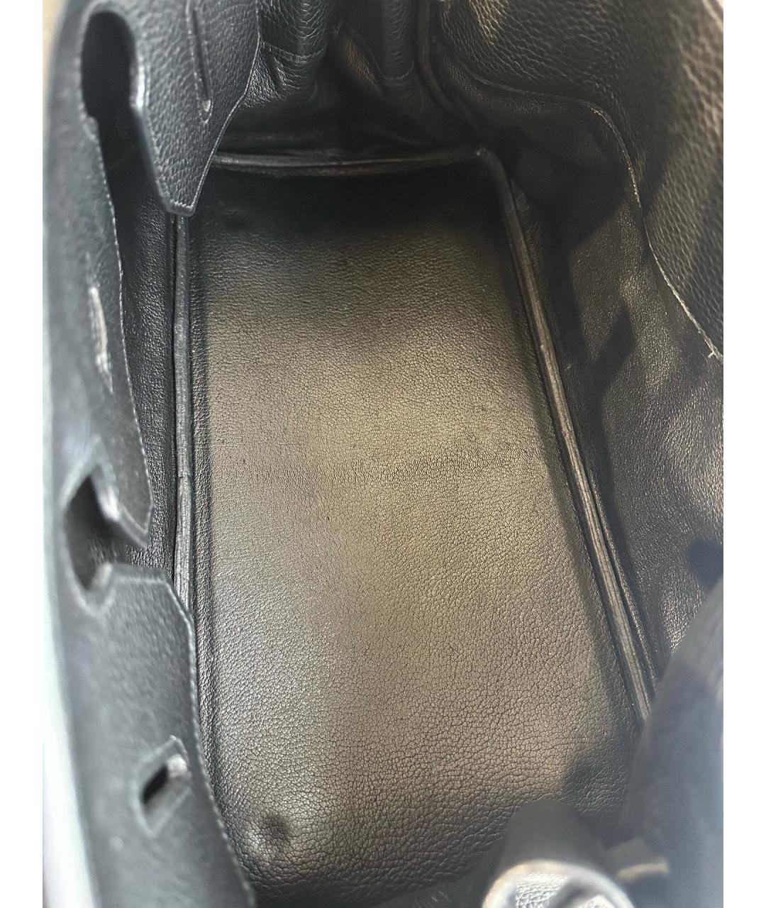 HERMES Черная кожаная сумка с короткими ручками, фото 5