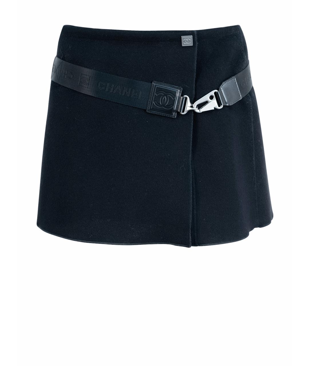 CHANEL Темно-синяя шерстяная юбка мини, фото 1