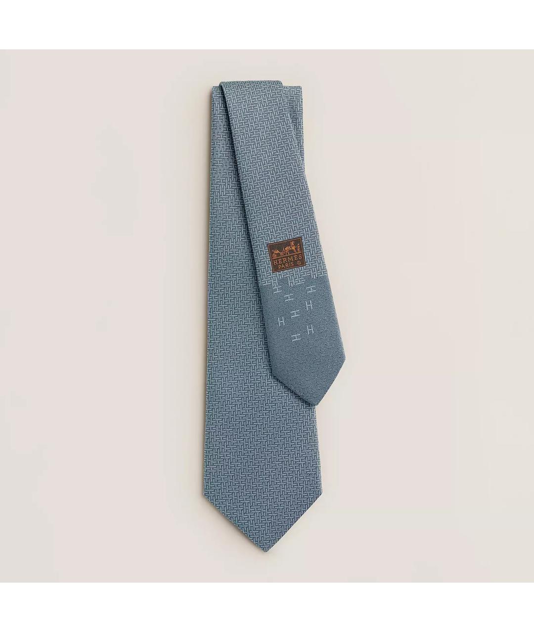HERMES Голубой шелковый галстук, фото 2
