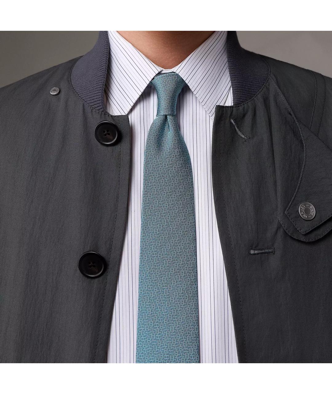 HERMES Голубой шелковый галстук, фото 3