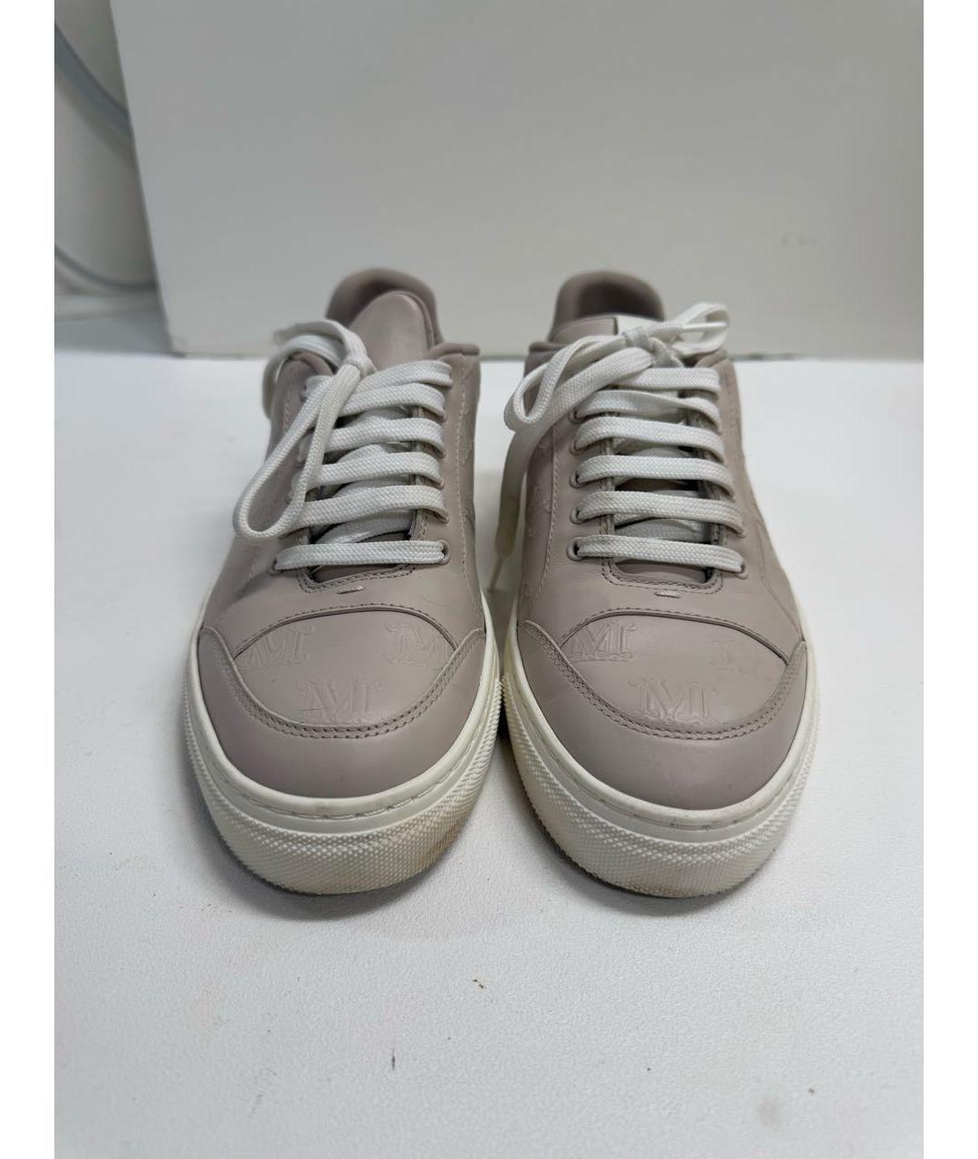 MAX MARA Бежевые кожаные кеды, фото 2