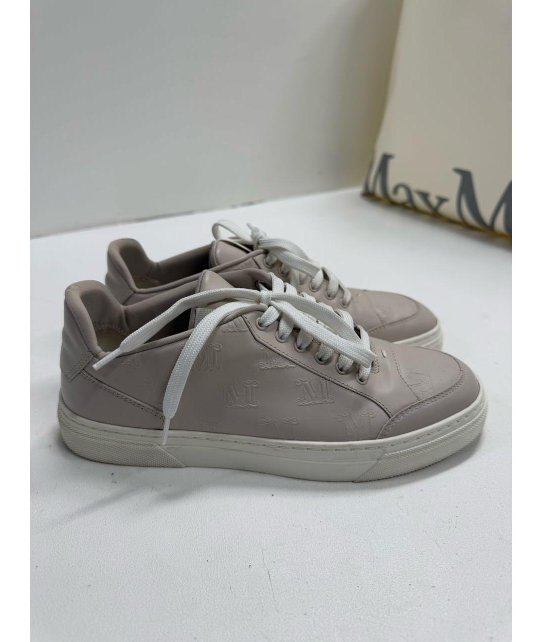 MAX MARA Бежевые кожаные кеды, фото 7