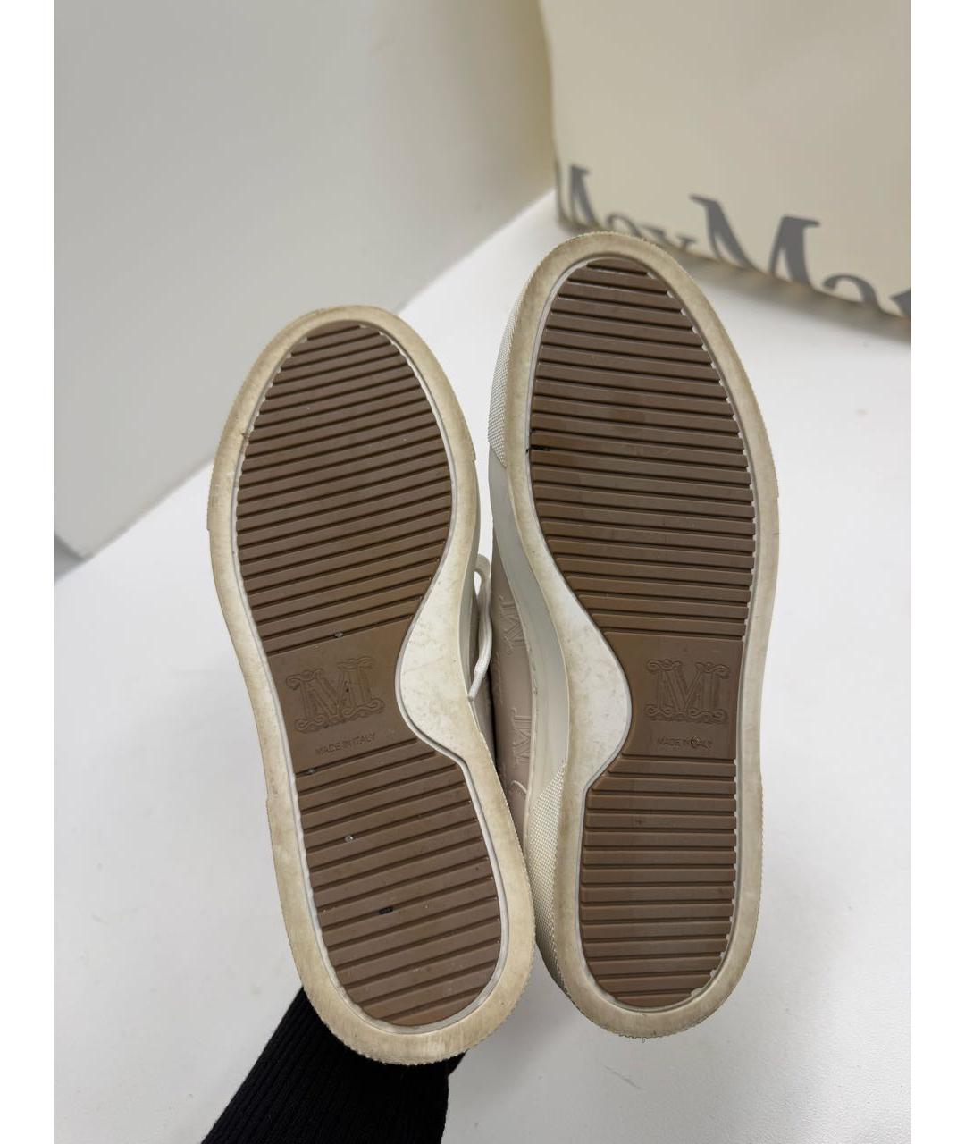 MAX MARA Бежевые кожаные кеды, фото 6