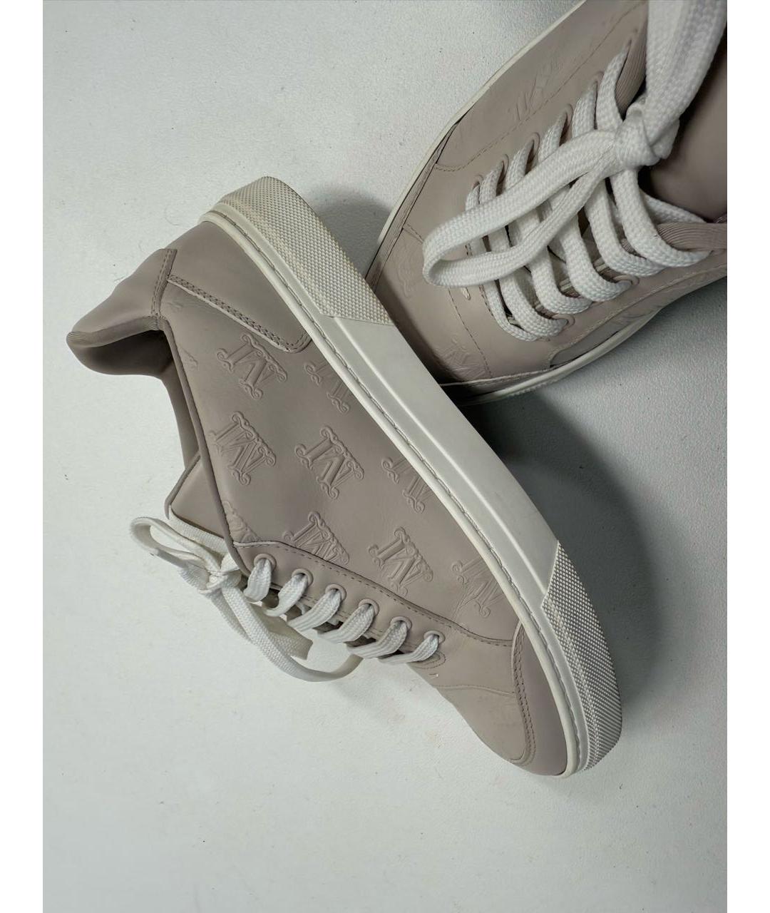 MAX MARA Бежевые кожаные кеды, фото 5